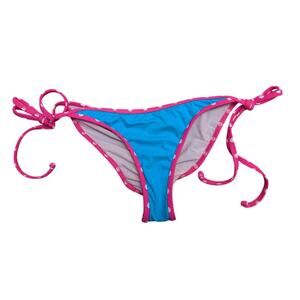 Doll & Co Swimwear Cheeky‎ Bikini Bottoms Blue Pink Polka Dot Beach Adjustable